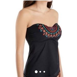 Jantzen Embroidered Flutter Bandeau Tankini Swim